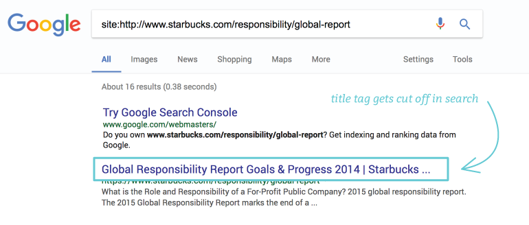 Keep your meta title short for better visibility in search engines results